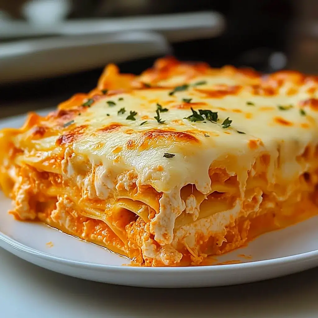 Cheesy Buffalo Ranch Chicken Lasagna is a must-try!