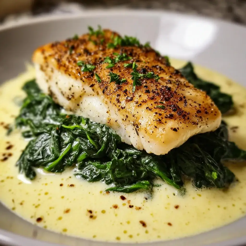 Lemon Garlic Sea Bass with Creamed Spinach Recipe Awaits!