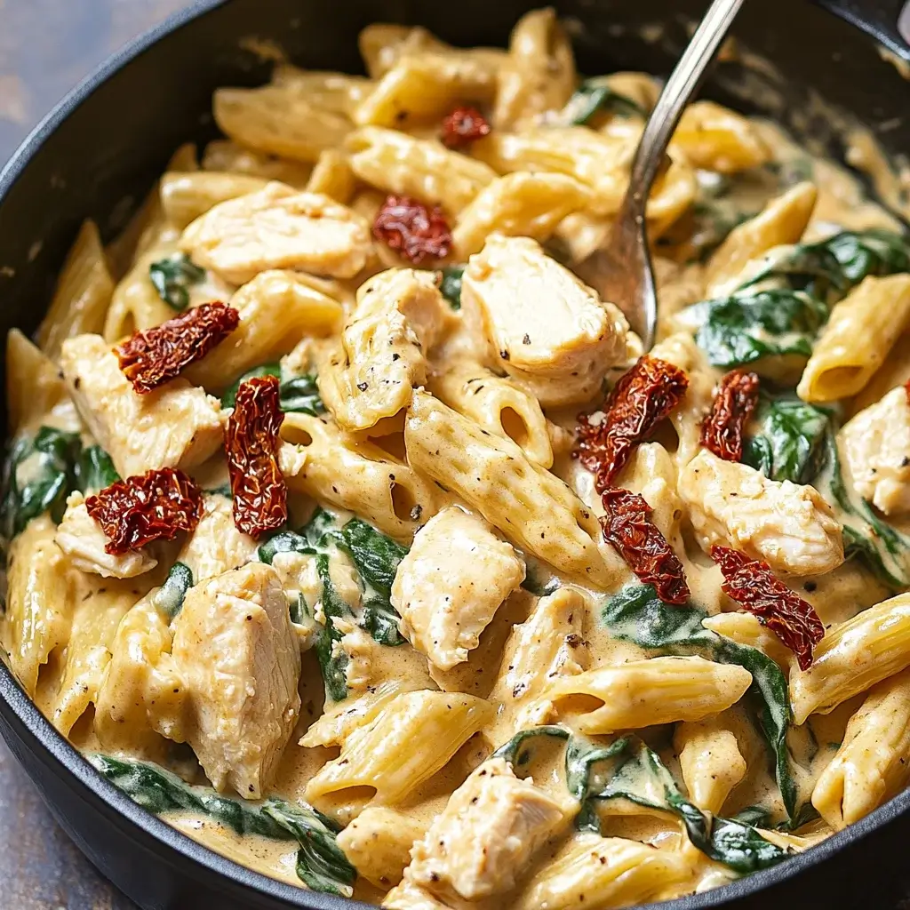 Creamy Sun-Dried Tomato Spinach Pasta with Chicken: A Must-Try!