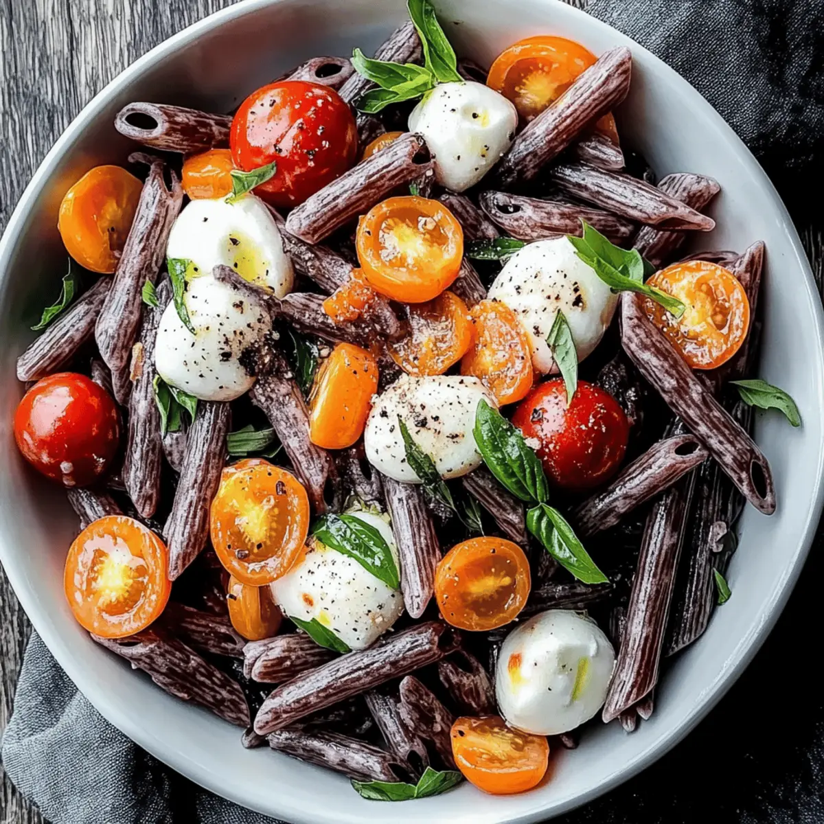 Delicious Halloween Caprese Pasta Salad