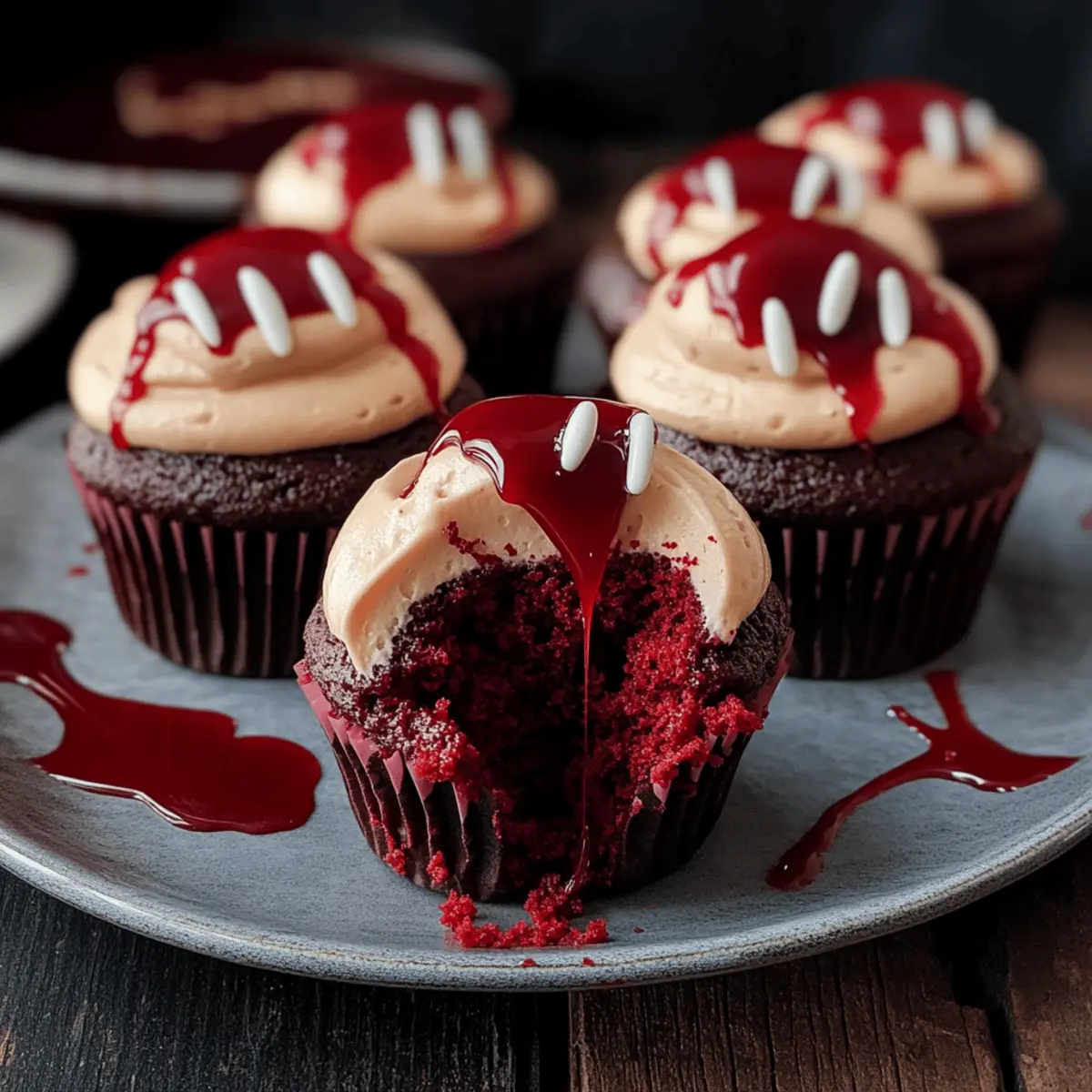 Vampire Bite Halloween Cupcakes