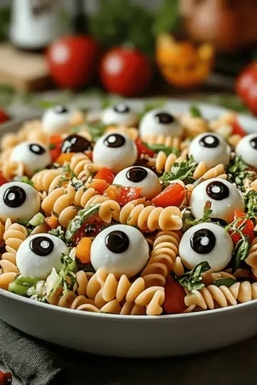 Spooky Eyeball Pasta Salad