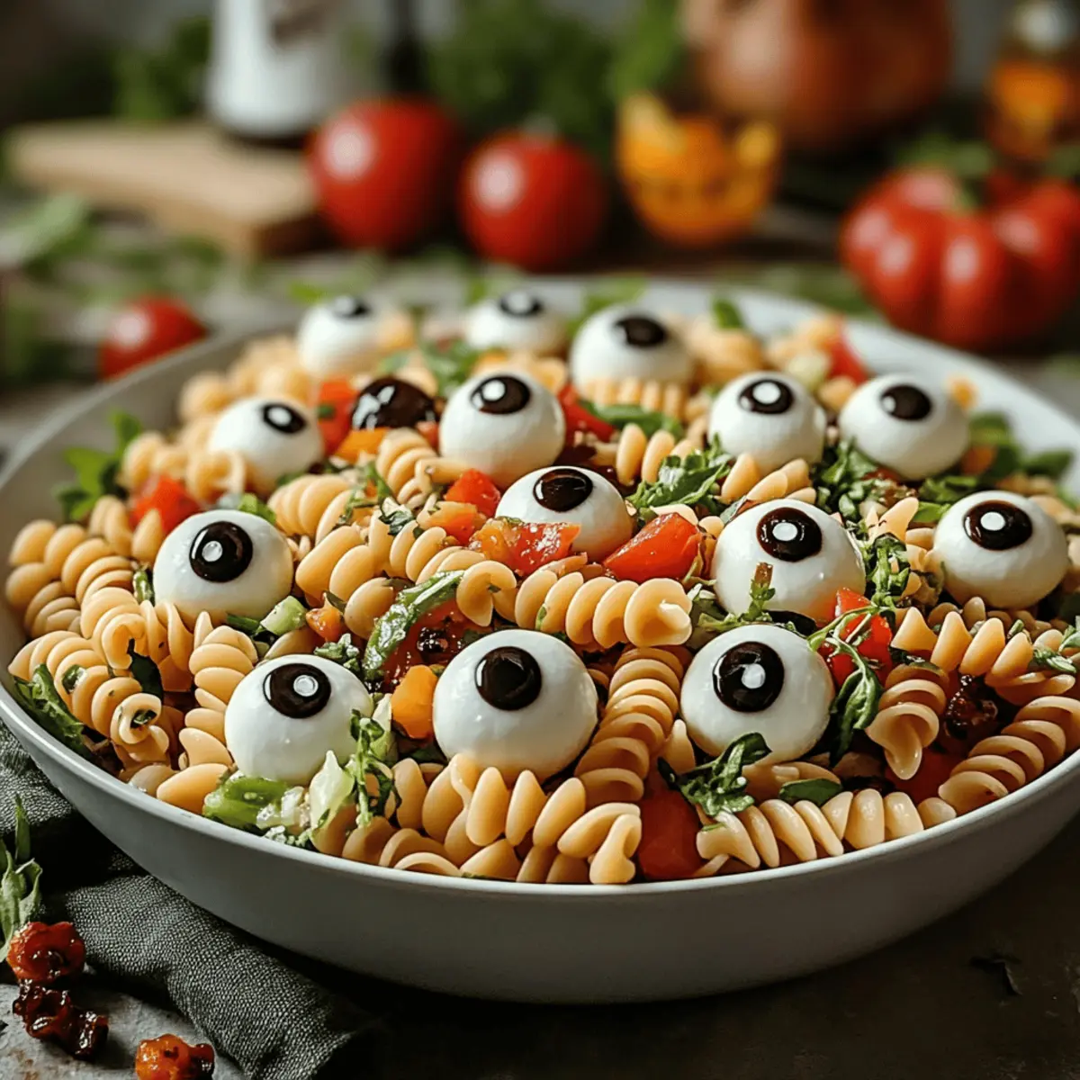 Spooky Eyeball Pasta Salad