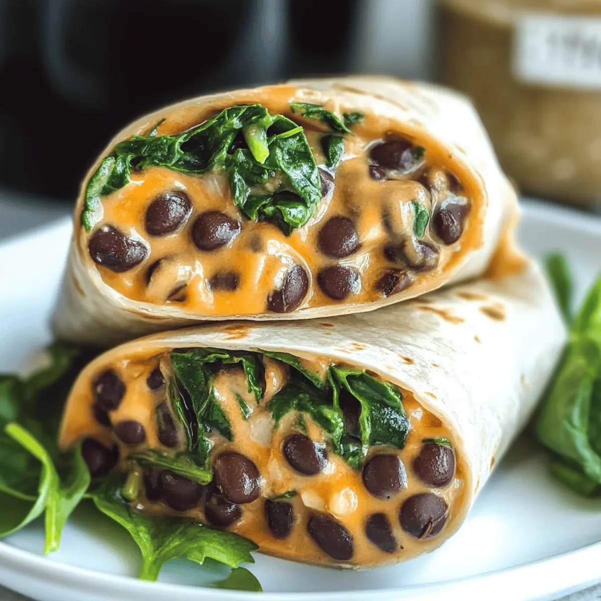 Quick & Cheesy Black Bean and Spinach Burritos