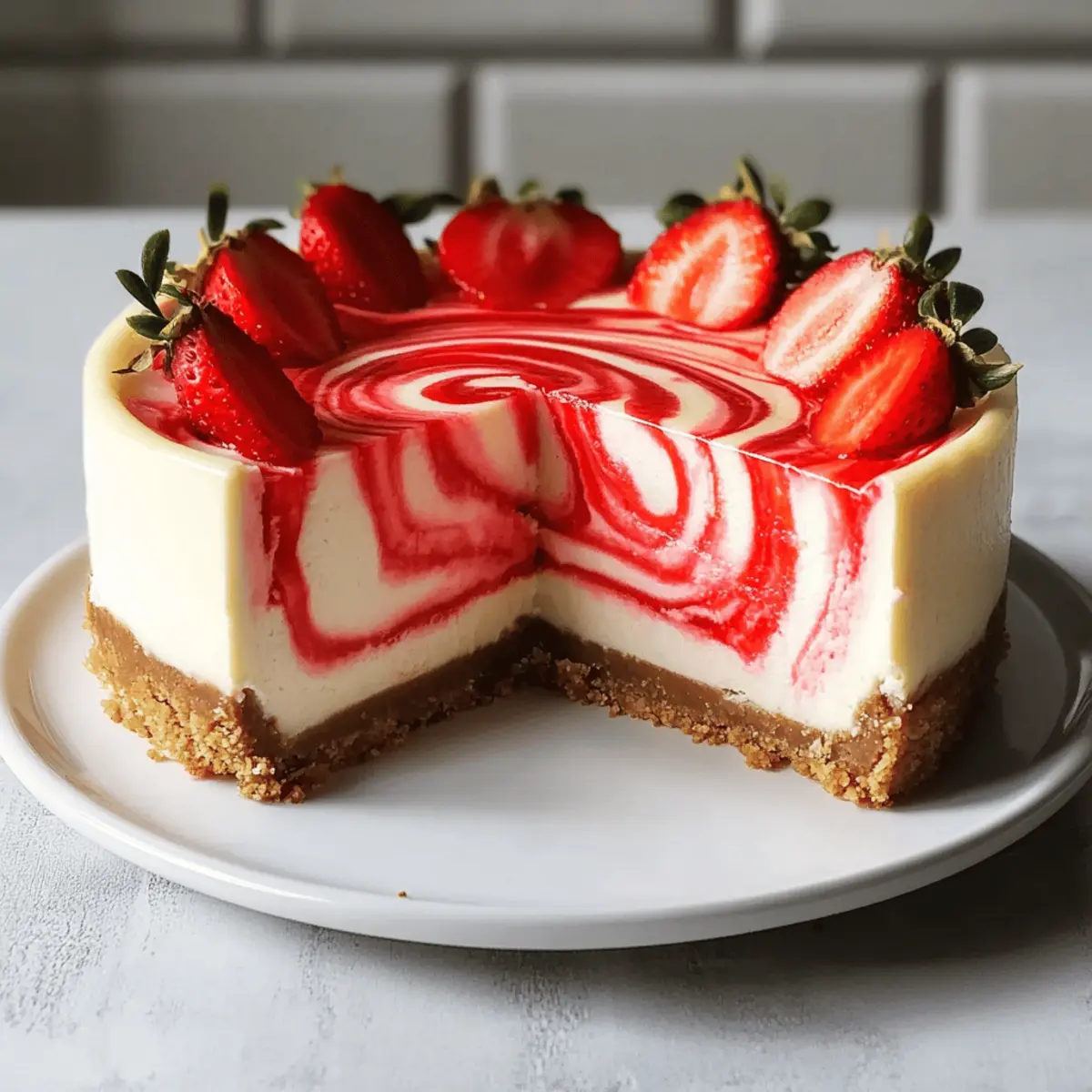 Decadent Strawberry Swirl Cheesecake