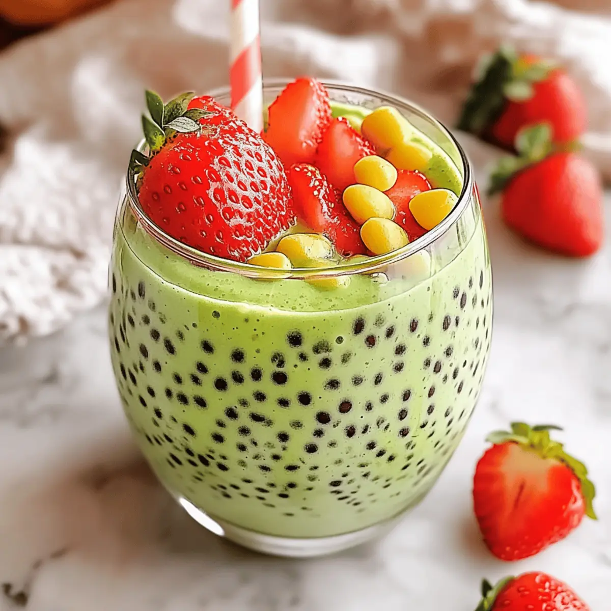 Strawberry Matcha Sago