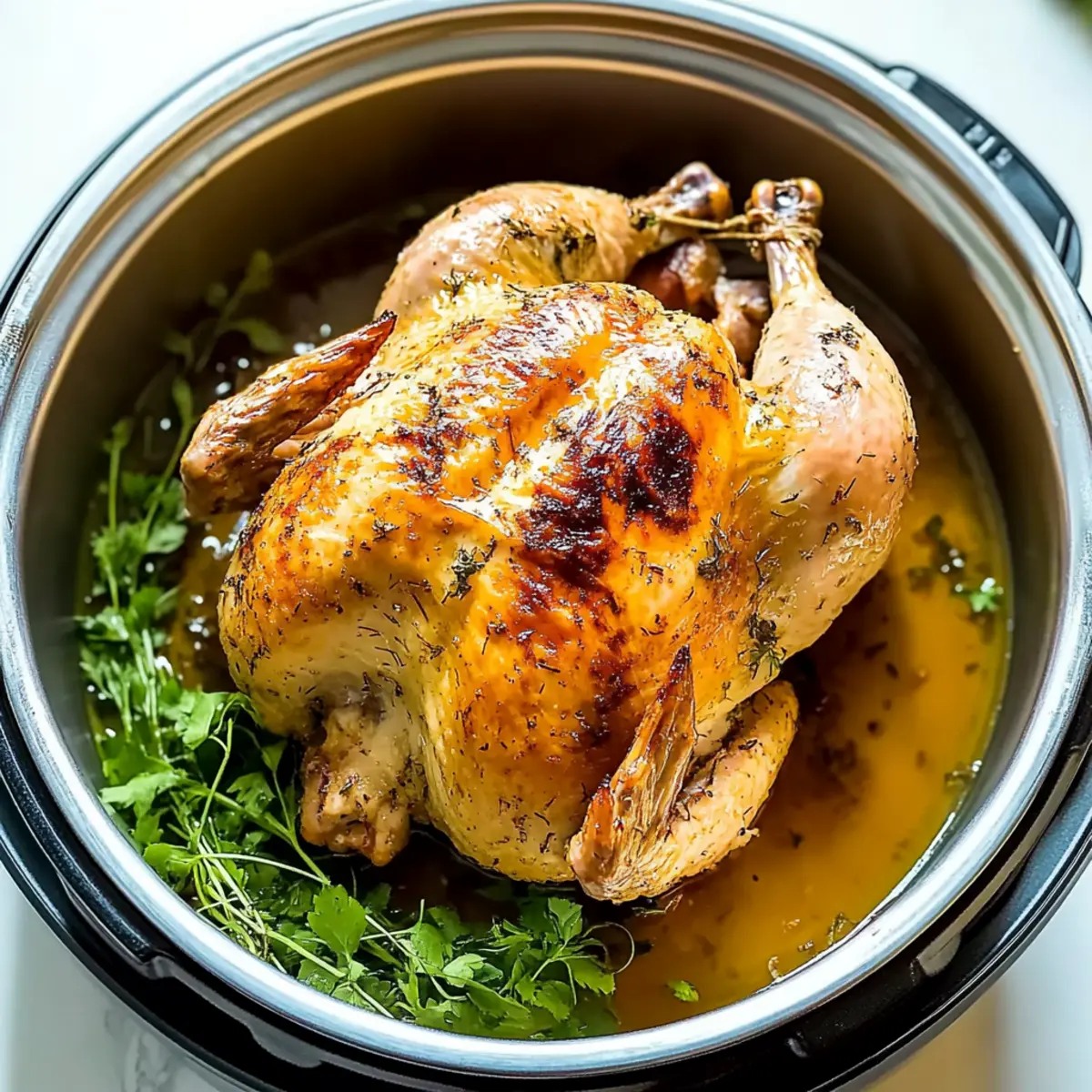 Savory Pressure Cooker Whole Chicken