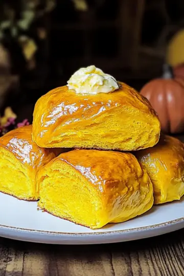 Soft Pumpkin Rolls with Whipped Butter