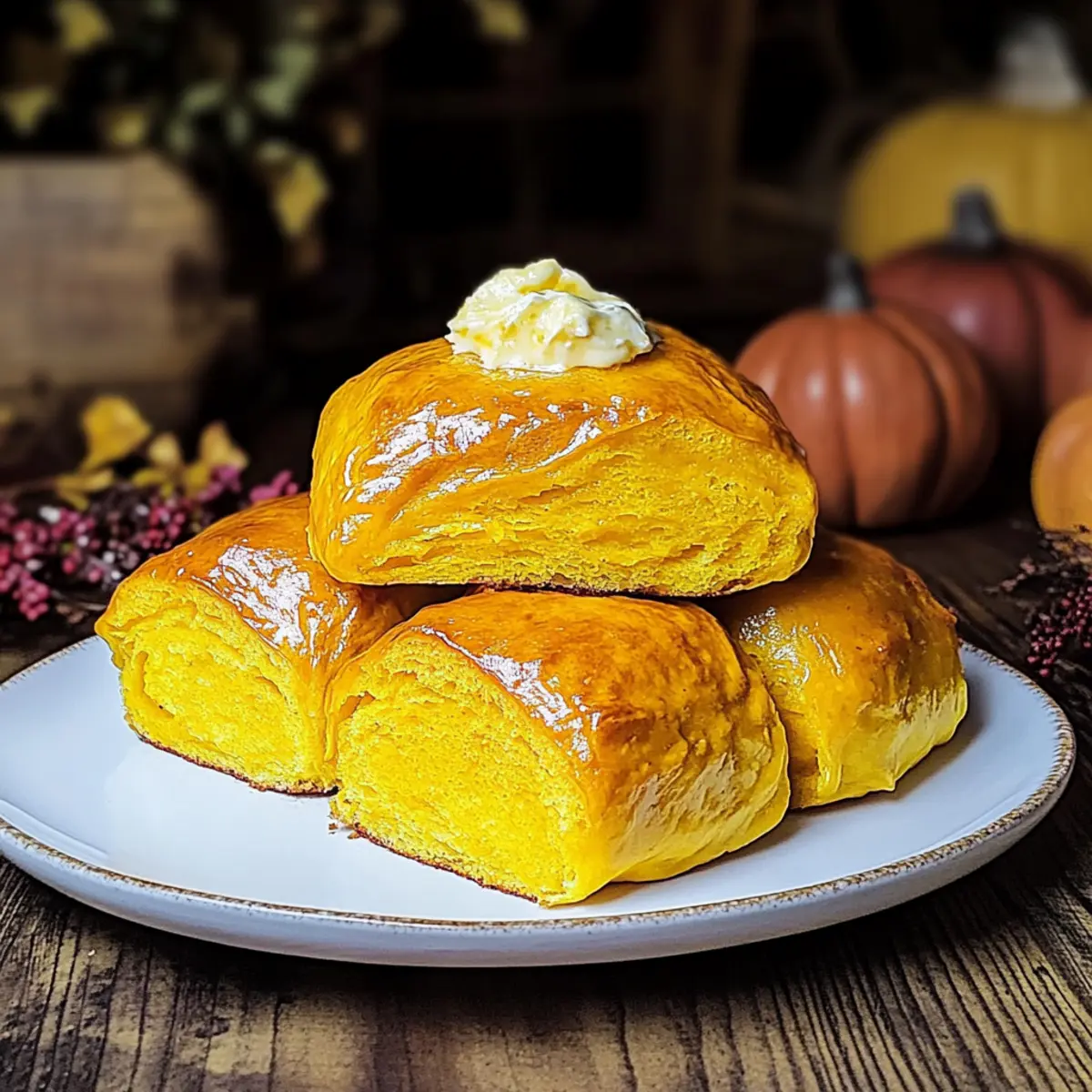 Soft Pumpkin Rolls with Whipped Butter