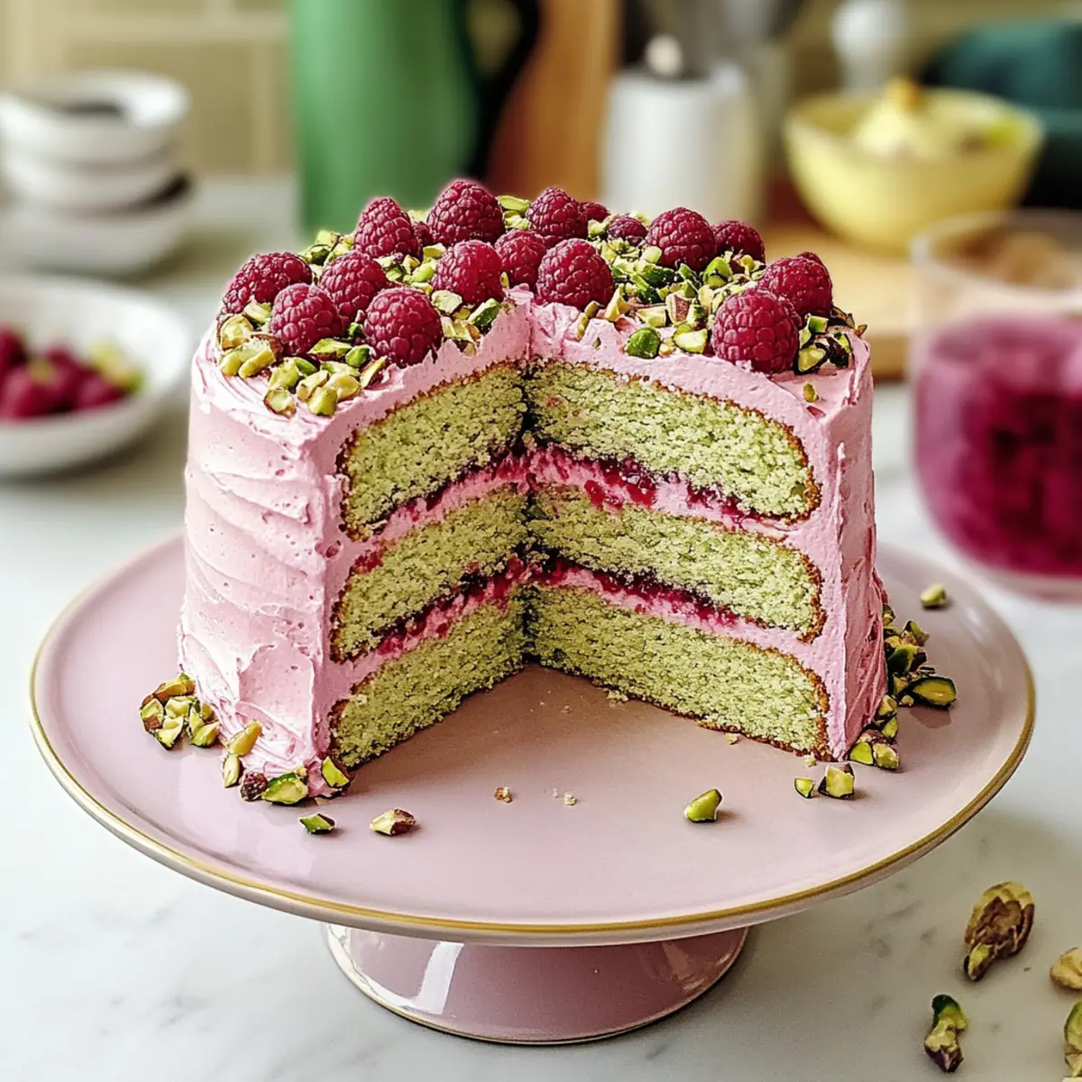 Raspberry Pistachio Cake