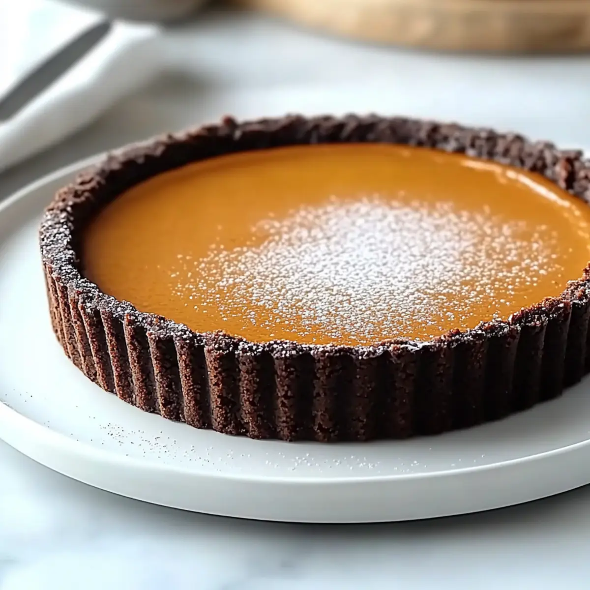 Simple Dark Chocolate Pumpkin Tart