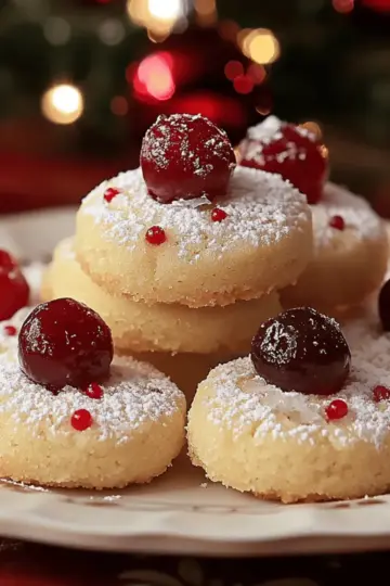 Christmas Maraschino Cherry Shortbread Cookies
