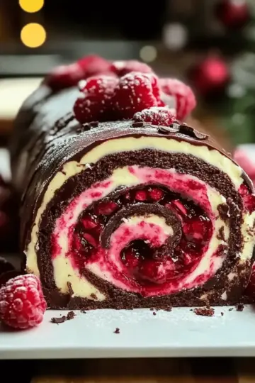 Raspberry Chocolate Yule Log Recipe | Festive Dessert