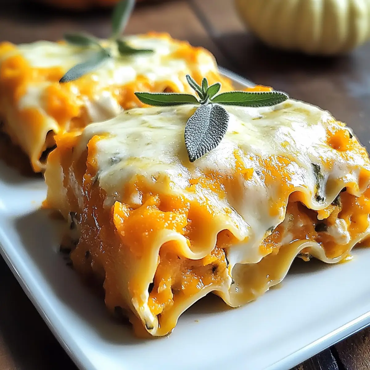 Roasted Pumpkin Sage Alfredo Lasagna Roll