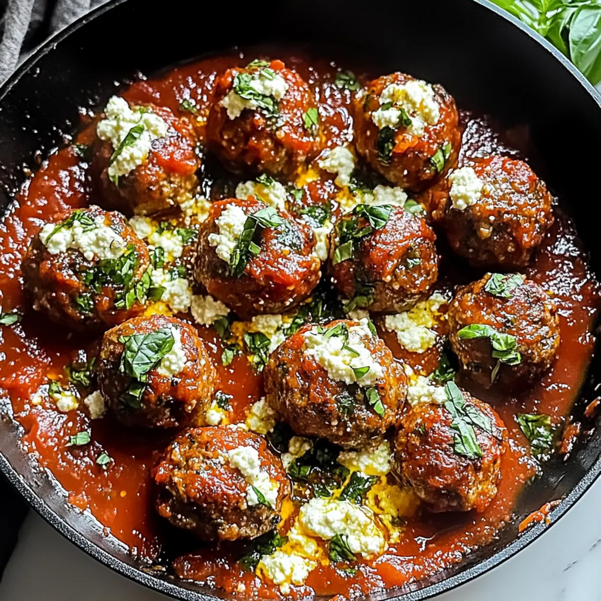 Savory Skillet Ricotta Meatballs