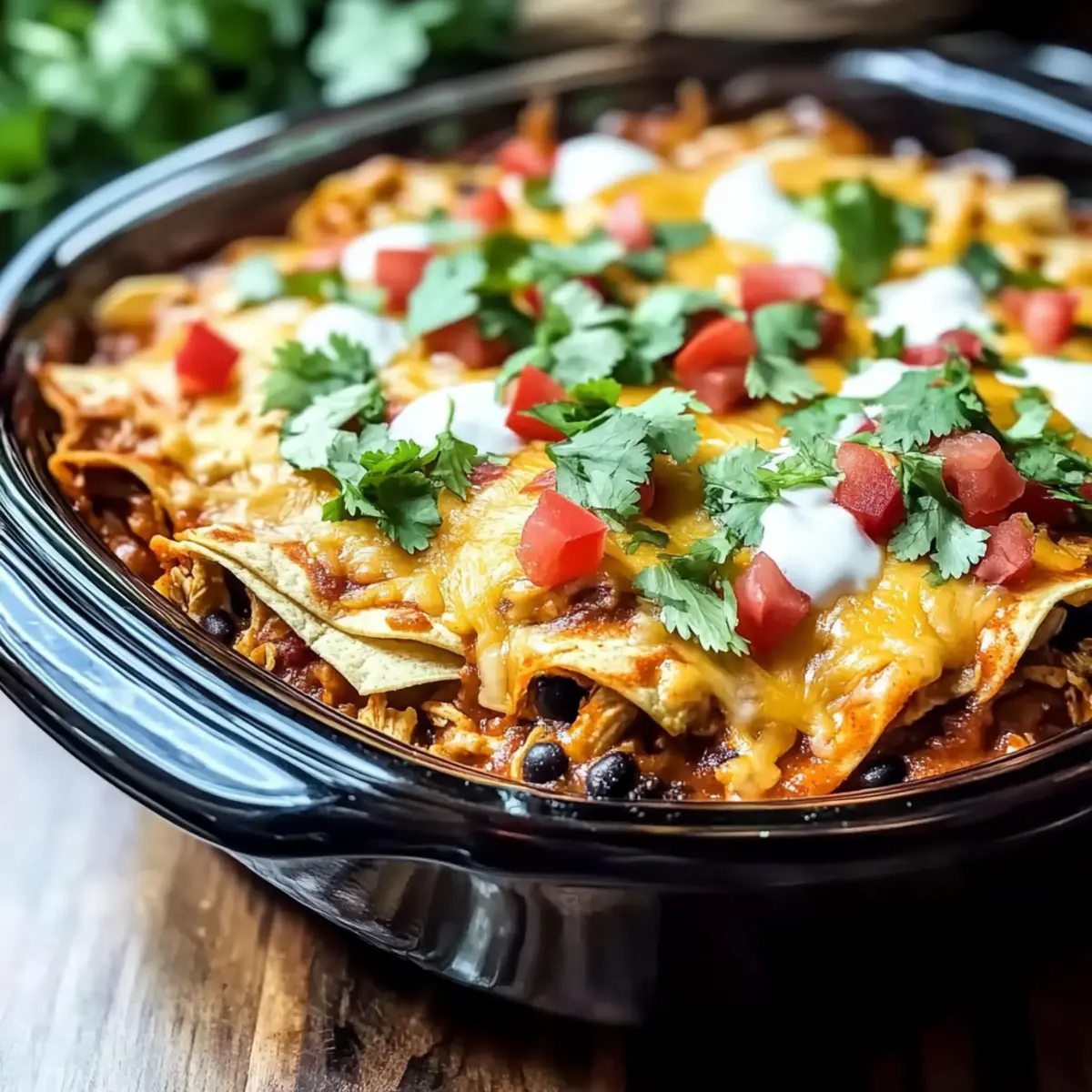 Crockpot Chicken Enchilada Casserole
