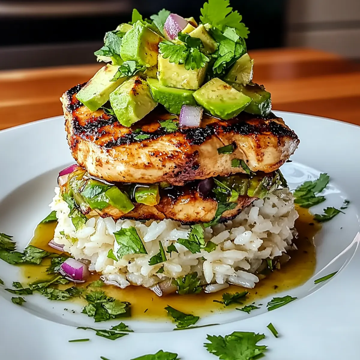 Honey Lime Chicken & Avocado Rice Stack