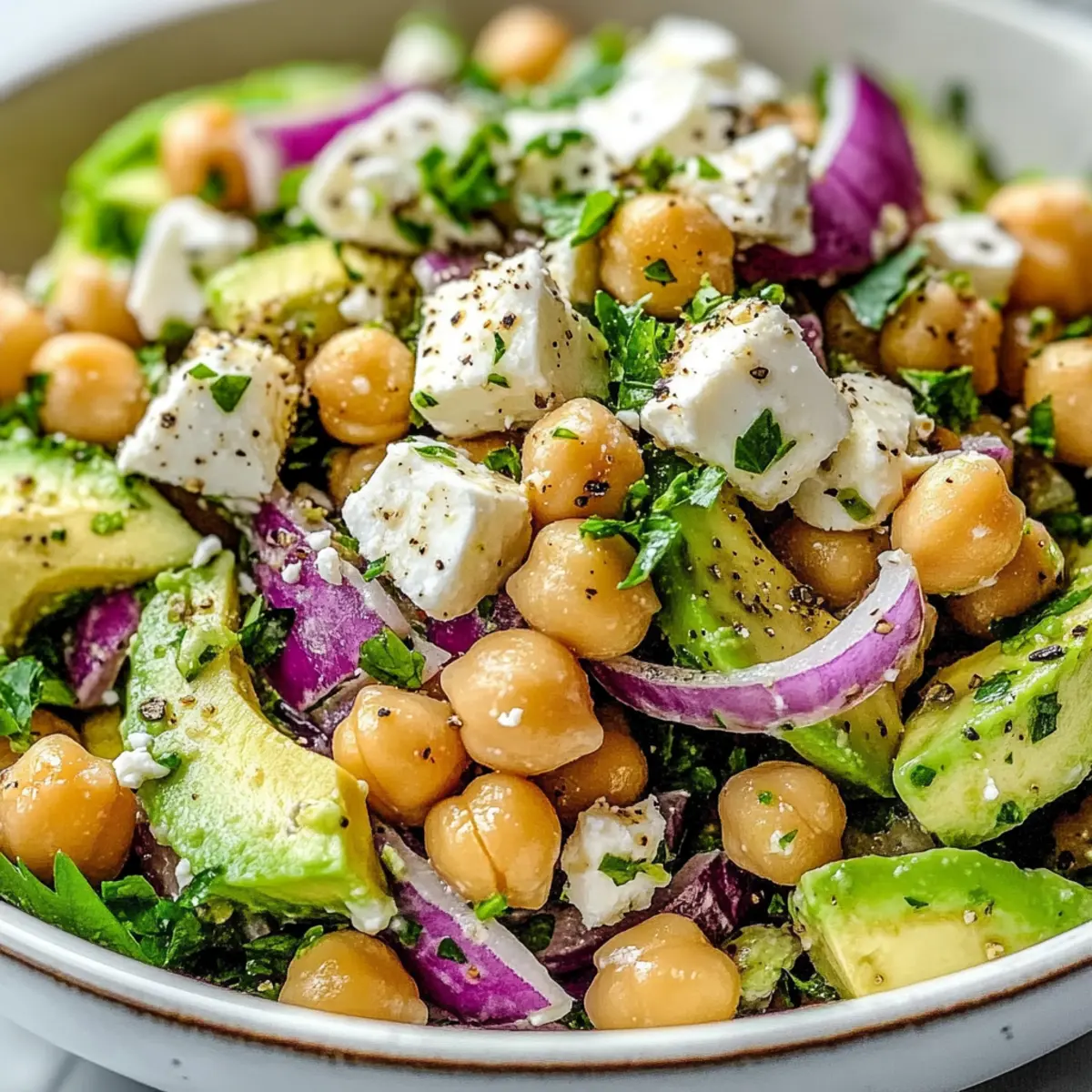Chickpea Feta Avocado Salad