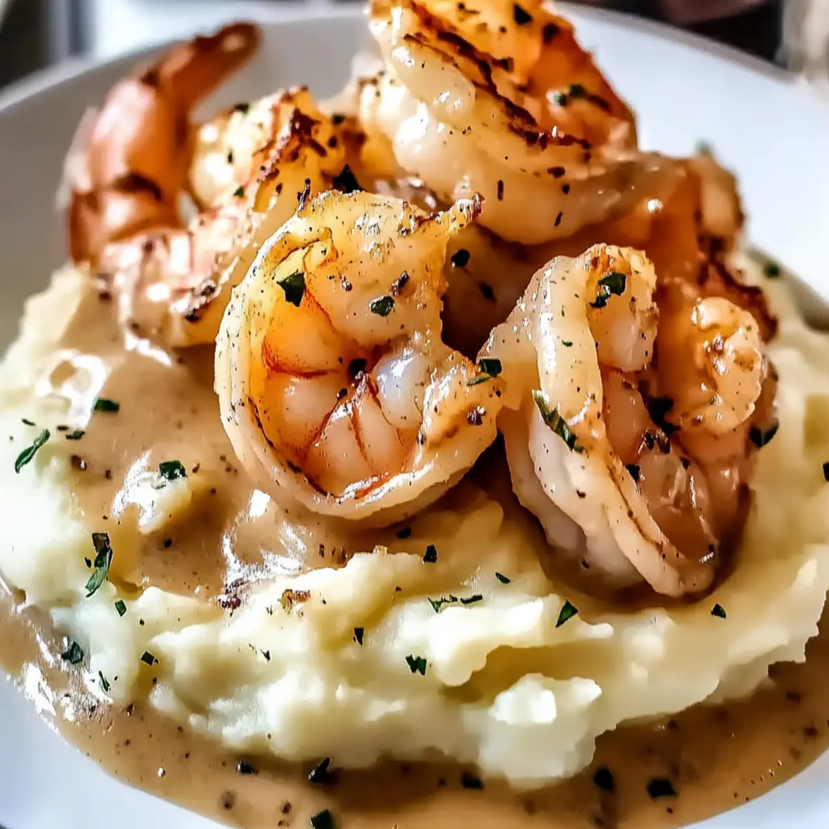 Creamy Garlic Shrimp Over Mashed Potatoes