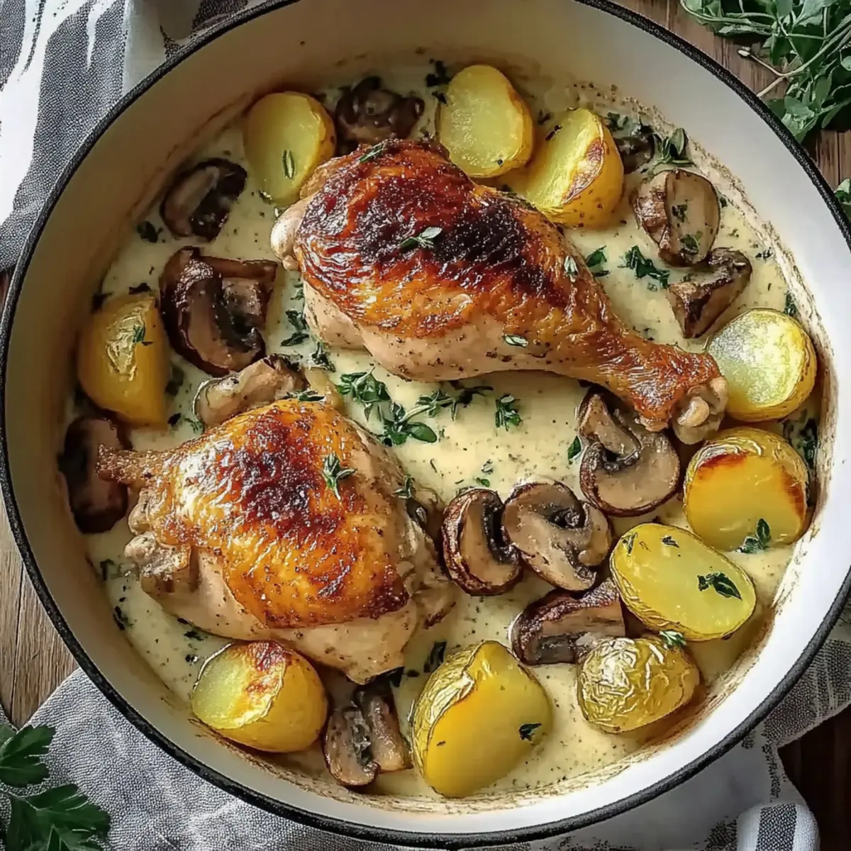 Roasted Chicken in Creamy White Sauce