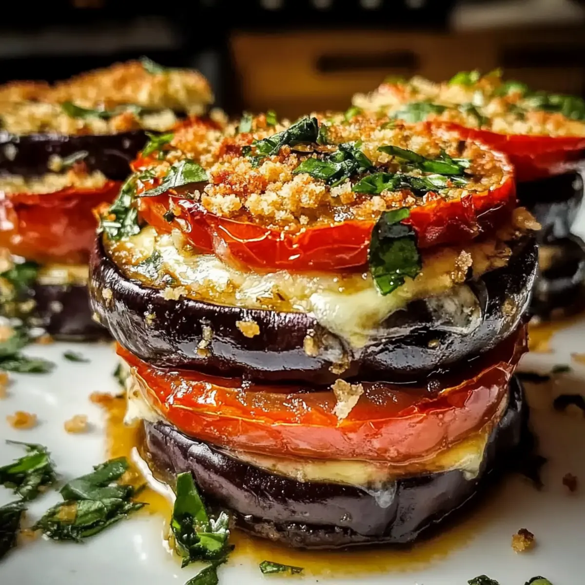 Baked Eggplant and Tomato Stacks