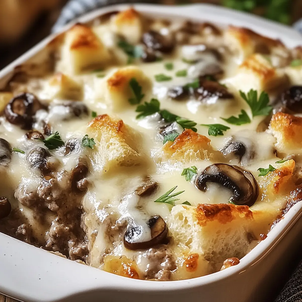 Mushroom and Swiss Burger Casserole