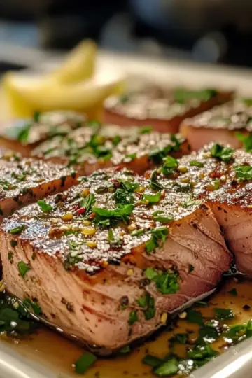 Seared Tuna Steaks with Garlic Herb Butter