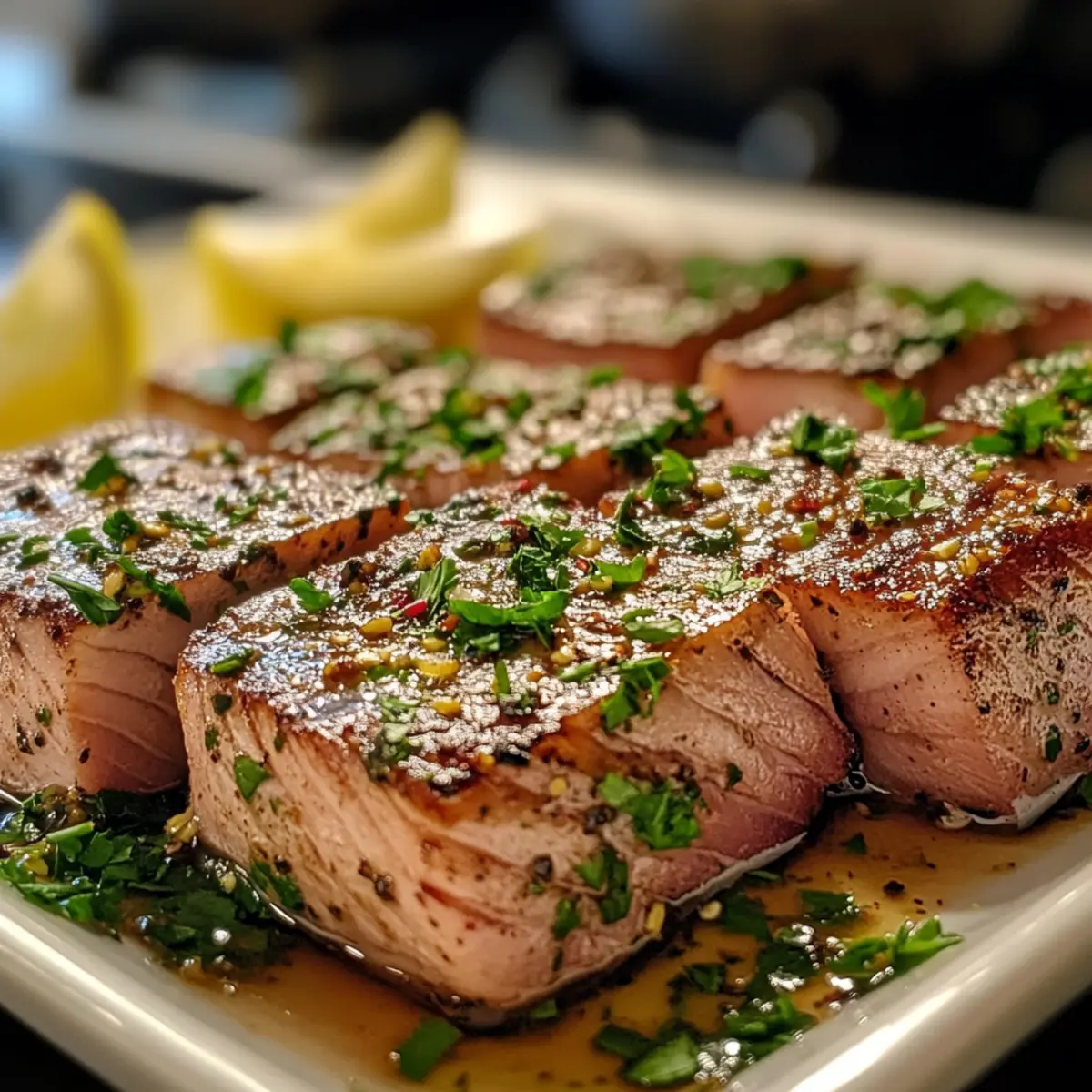 Seared Tuna Steaks with Garlic Herb Butter