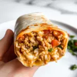 Cheesy Ground Chicken and Rice Burritos