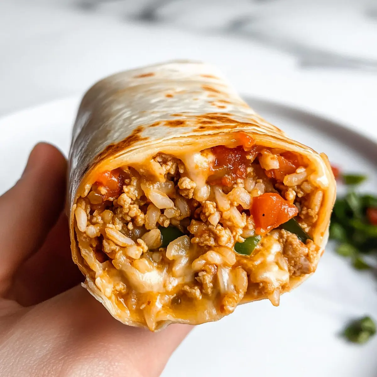 Cheesy Ground Chicken and Rice Burritos