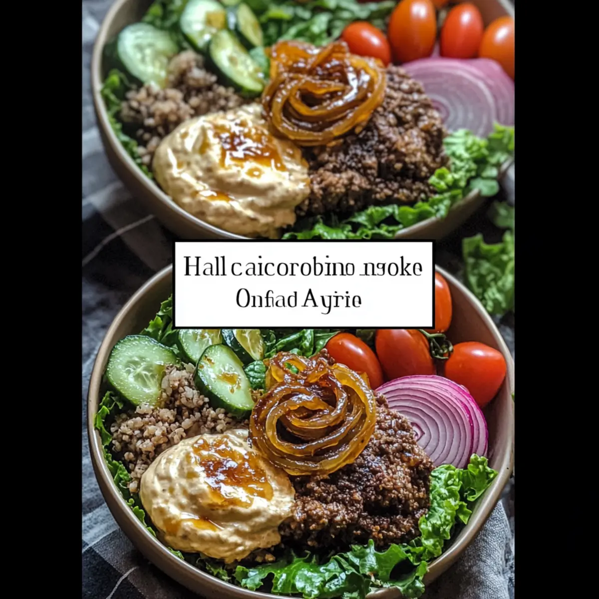 Burger Bowls with Caramelized Onion Aioli