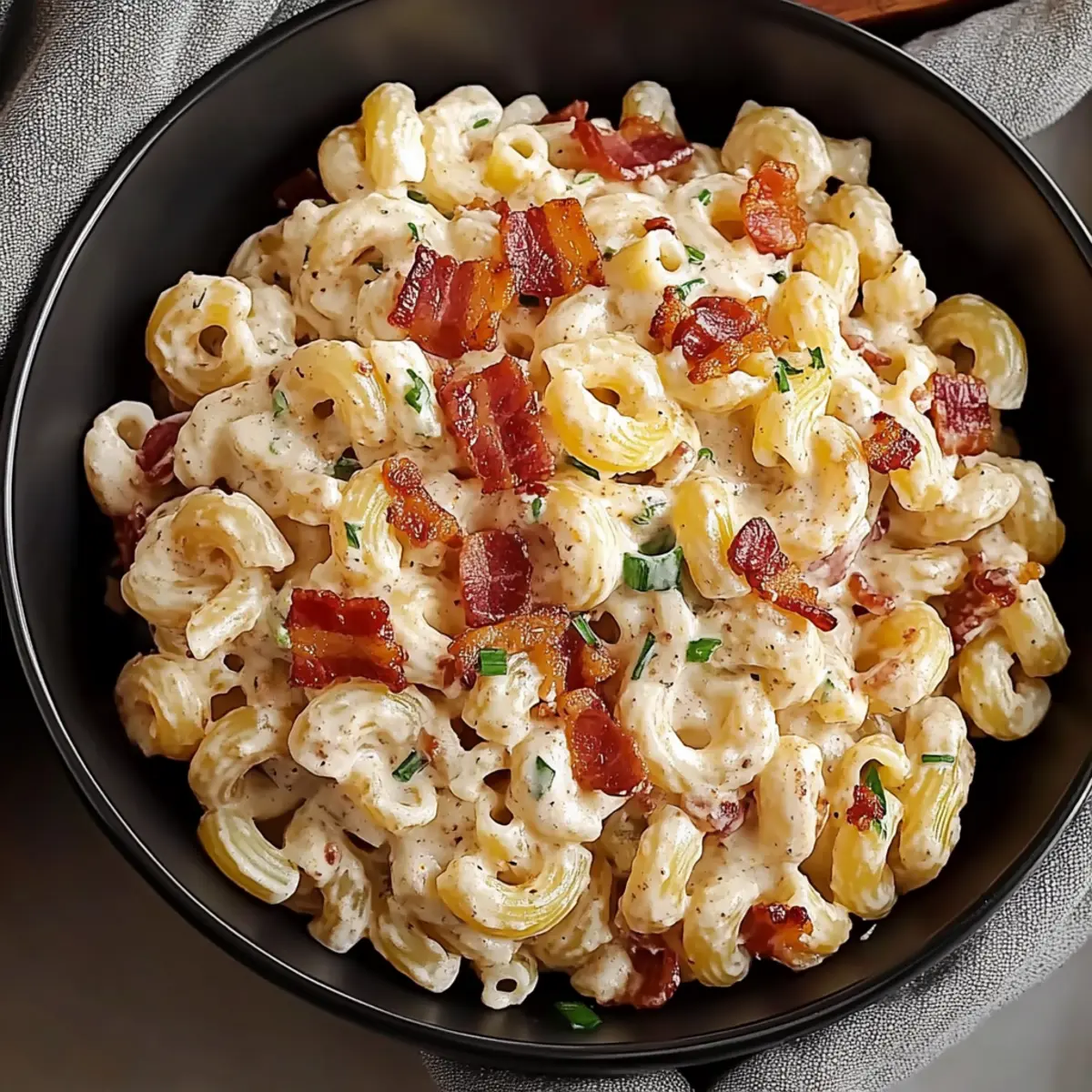 Creamy Bacon Cheddar Ranch Pasta Salad