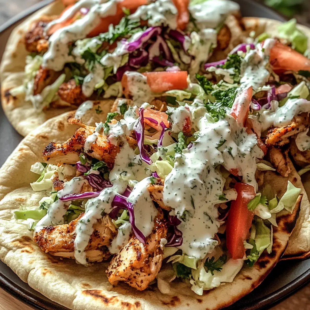 Chicken Pitas with Fresh Herb Ranch Slaw