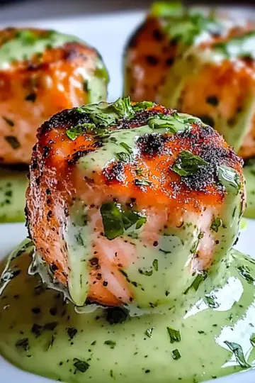 Salmon Balls with Creamy Avocado Sauce