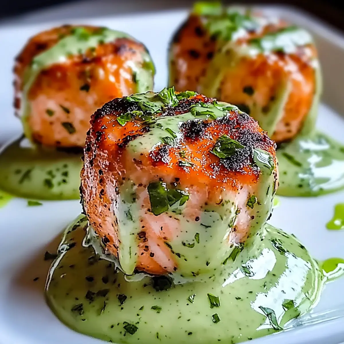 Salmon Balls with Creamy Avocado Sauce