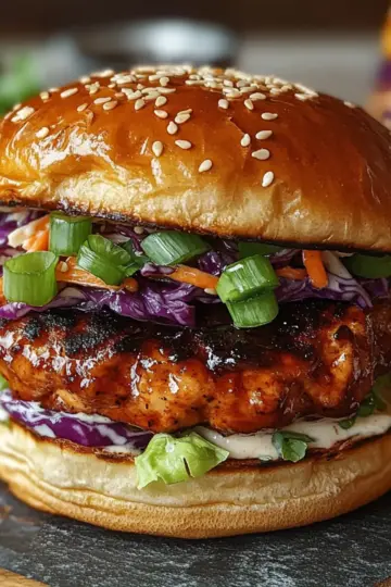 Fiery Korean Chicken Burger Bursting with Flavor