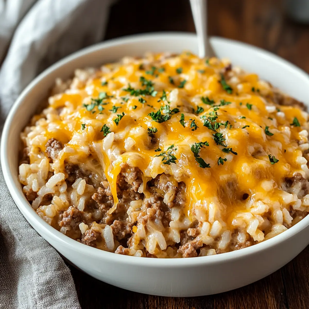 Cheesy Ground Beef and Rice Casserole