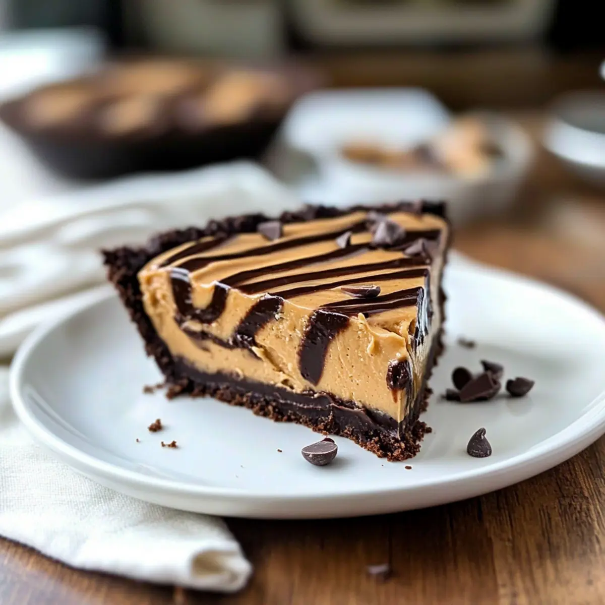 Chocolate Peanut Butter Swirl Pie