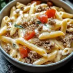 Creamy Rotel Pasta with Ground Beef