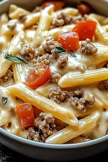 Creamy Rotel Pasta with Ground Beef