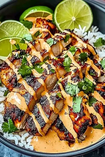 Sweet Chili Chicken Bowl with Coconut Lime Drizzle