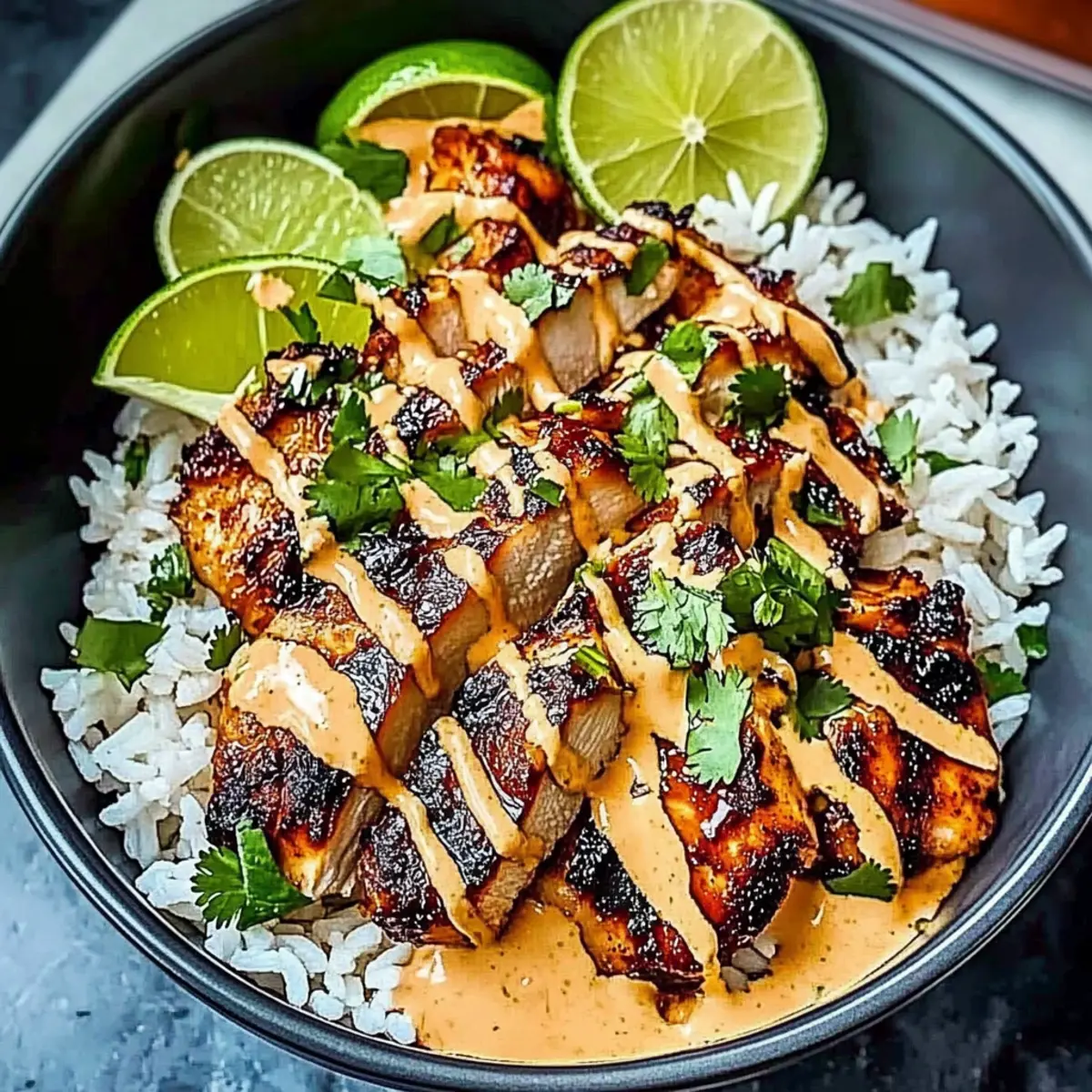 Sweet Chili Chicken Bowl with Coconut Lime Drizzle