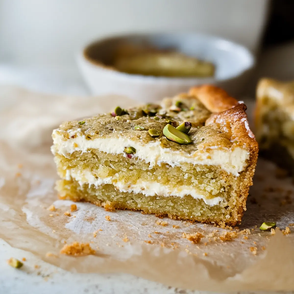 Buttery Pistachio Gooey Butter Cake
