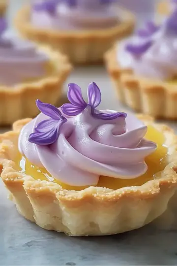 Mini Lemon Tart with Lilac Meringue