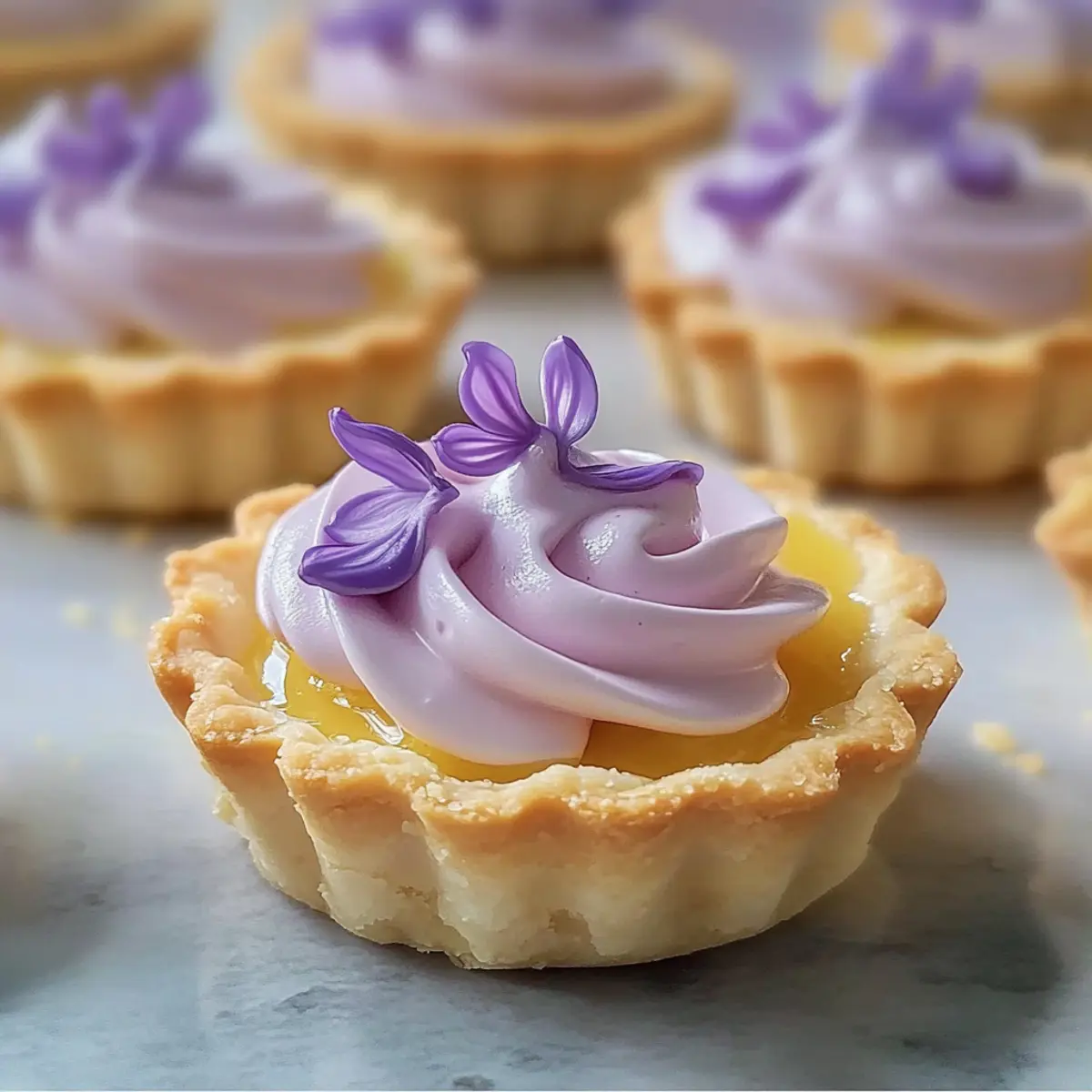 Mini Lemon Tart with Lilac Meringue