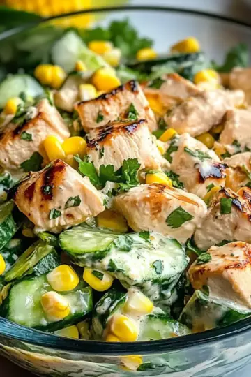 Street Corn Creamy Cucumber Chicken Salad