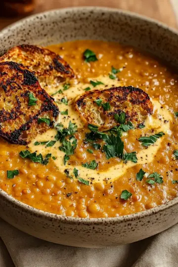 Caramelized Onion Red Lentil Soup