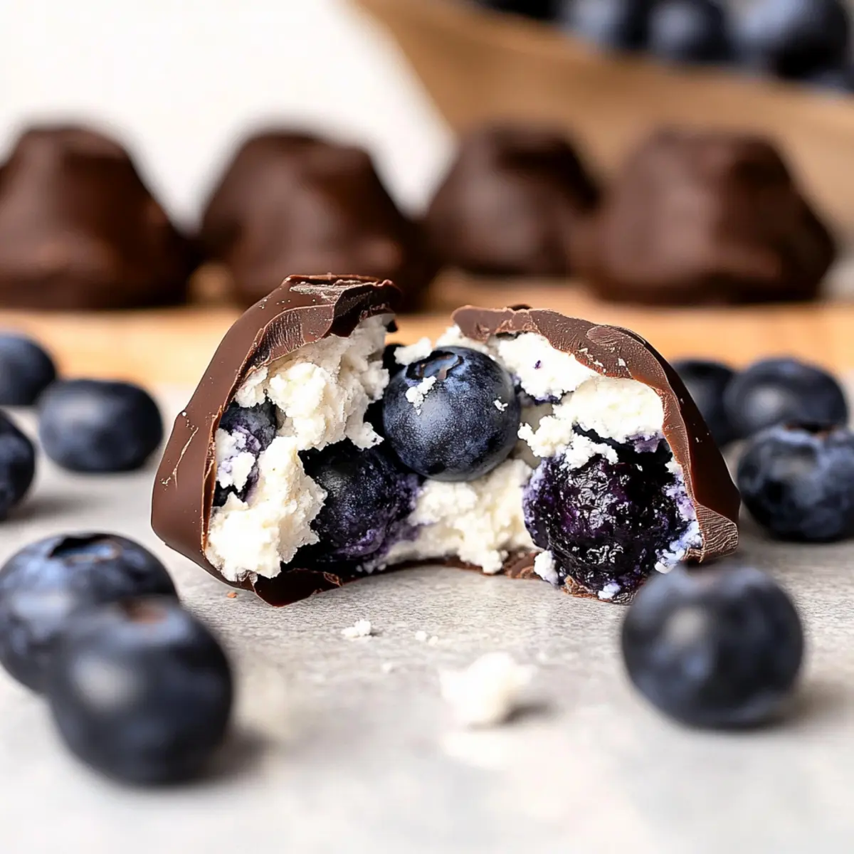 Chocolate Dipped Blueberry Cottage Cheese Clusters