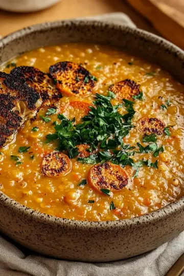 Caramelized Onion Red Lentil Soup