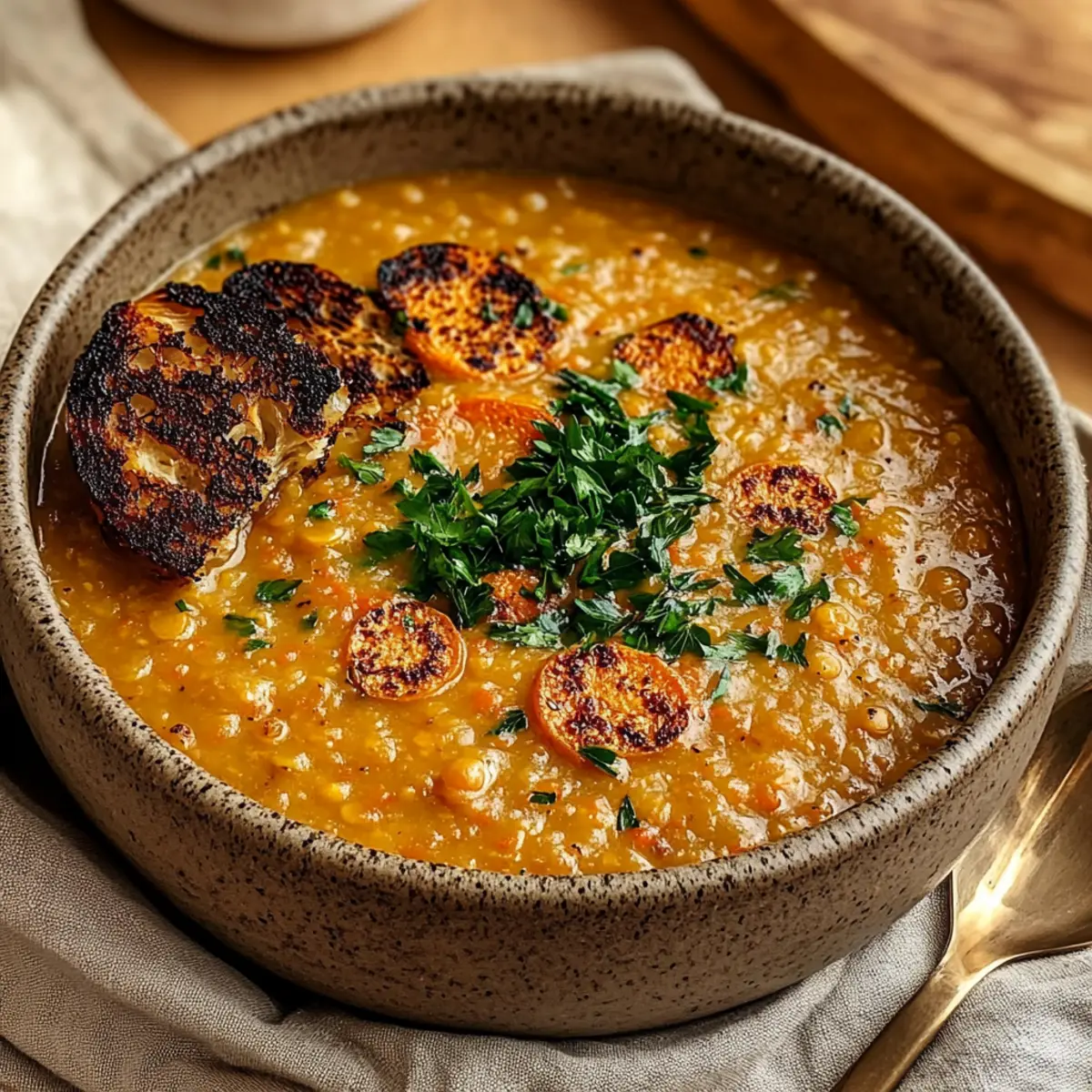 Caramelized Onion Red Lentil Soup
